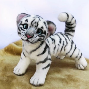 ALBINO TIGER CUB Plush Toy, Stuffed Toy Tiger, Custom Plush Toy, Cat Lover Gift, Wild Cat Toy, Cat Sculpture, Stuffed Animal, Bengal Tiger
