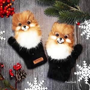 POMERANIAN DOG MITTENS, Mittens with Dogs, Gloves for Women, Mittens Christmas, Mittens with Dogs, Mittens with Animals, Animal Lovers Gift