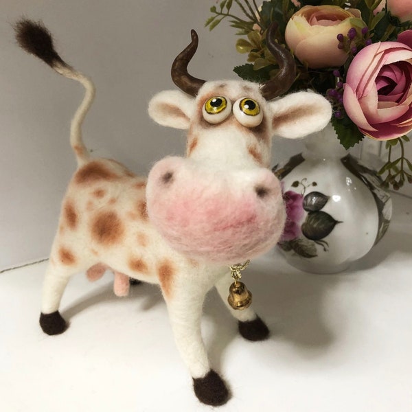 Needle Felted Cow Etsy