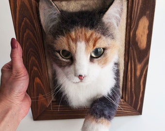 CUSTOM CAT PORTRAIT, Calico Cat, Personalized Cat Portrait, 3D Cat Portrait, Pet Memorial, Cat Loss Gift, Rainbow Bridge Cat, Cat Loss Gift