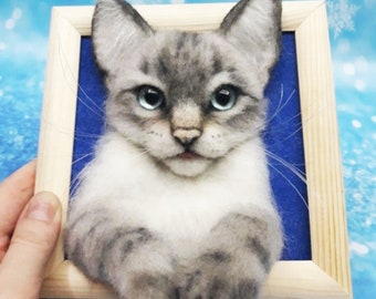 CUSTOM CAT PORTRAIT, Personalized Pet Portrait, 3d Cat in Frame, Custom Pet Memorial, Cat Head Felt, Pet Loss Gifts Cat, Pet Portrait Custom