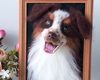 CUSTOM DOG Portrait, Felt Shepherd Dog, Realistic Shepherd, Shepherd Decor, Replica Shepherd Frame, Shepherd Lovers Gift, Pet loss gift dog