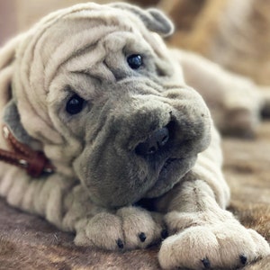 SHAR PEI Plush Dog Toy, 3D Realistic Dog  Plushie, Realistic Art Doll, Stuffed Dog, Plush Toy, Dog Lovers Gift, Shar Pei Weighted Plush