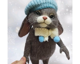 Needle Felted BABY BUNNY COTTONTAIL, Collectible Realistic Animals, Handmade Unique Gifts, Felted Bunny Toys, Bunny Crafts, Felted Rabbit