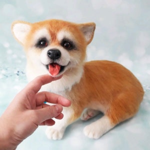 CORGI MOXI Needle Felted, Felt Wool Dog, Collectible Realistic Animals, Replica Dog, Rainbow Bridge Dog, Pet Memorial, Gift for Dog Lovers
