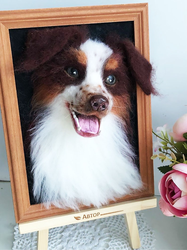 CUSTOM DOG Portrait, Felt Shepherd Dog, Realistic Shepherd, Shepherd Decor, Replica Shepherd Frame, Shepherd Lovers Gift, Pet loss gift dog image 3