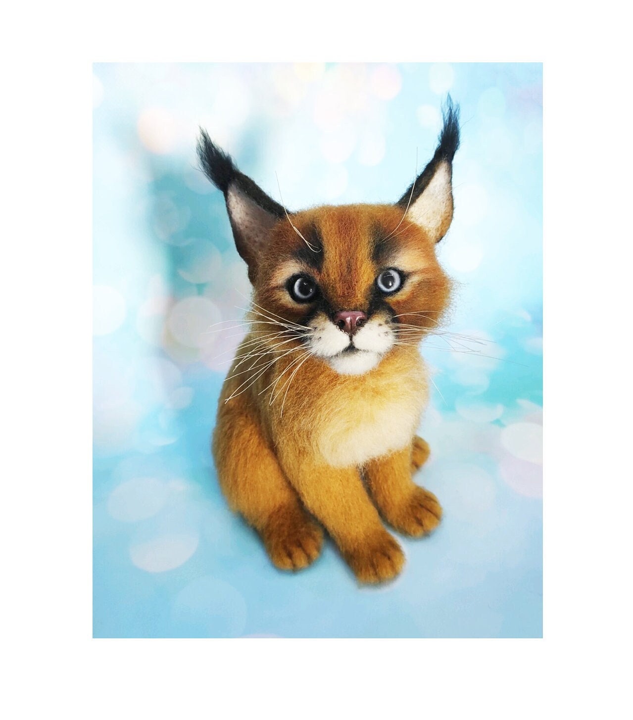 CARACAL Needle Felted Collectible Realistic Animals Handmade -  Norway