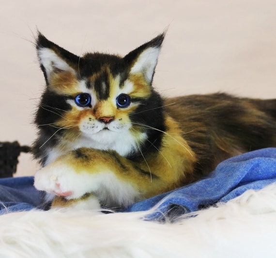 Realistic stuffed calico cat online
