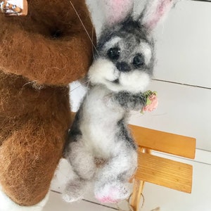 RUSSIAN BEAR & BUNNY Needle Felted, Handmade One of a Kind Gift for a ...