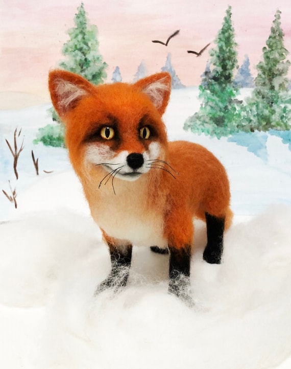 FOX ALICE, Needle Felted Fox, Replica Fox, Realistic Animals, Fox