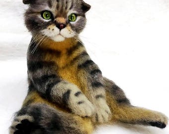 CUSTOM gefilzte KATZE, Replica Katzen Statue, Nadel gefilzte Katze, Katzen Haustier Portrait, Filz Katze, Katzenliebhaber Geschenke, Filztiere