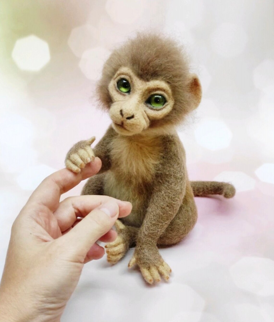 Monkey Needle Felted Baby Monkey Needle Felt Monkey Etsy