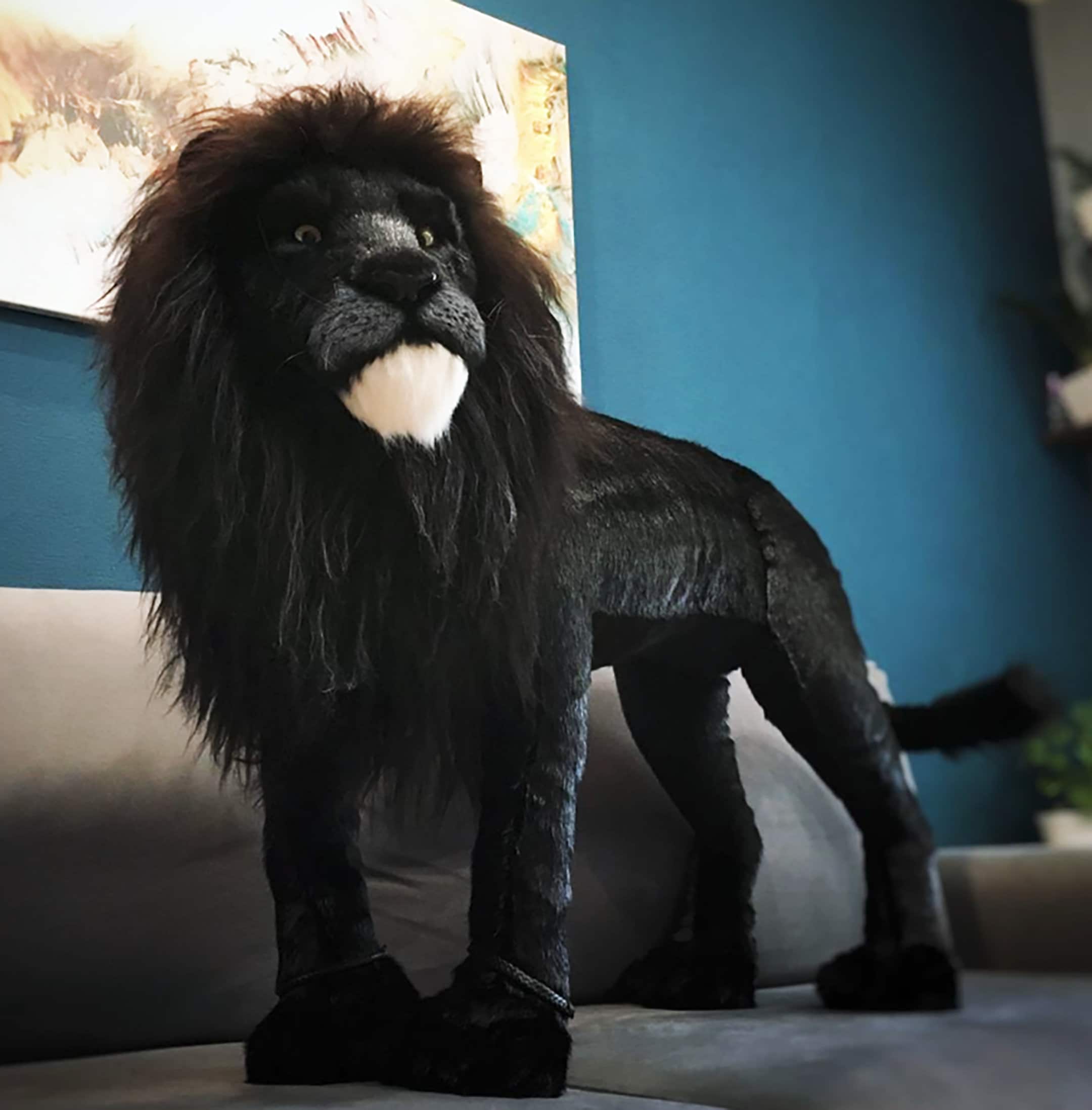 大きなブラックライオンぬいぐるみ、オーダーメイド、3Dリアルライオン