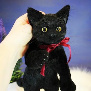 CUSTOM BLACK KITTEN Plush Toy, 3D Realistic Cat Plushie, Stuffed Cat, Plush Toy, Gift for Her, Cat Lovers Gift, Black Cat, Cat Plushie
