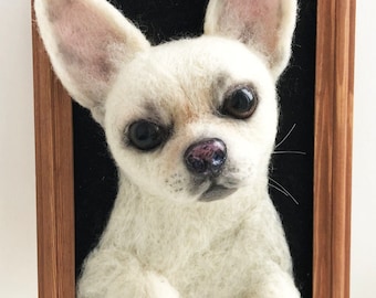 DOG PORTRAIT From PHOTO, Felt Chiwawa Dog, Realistic Chiwawa