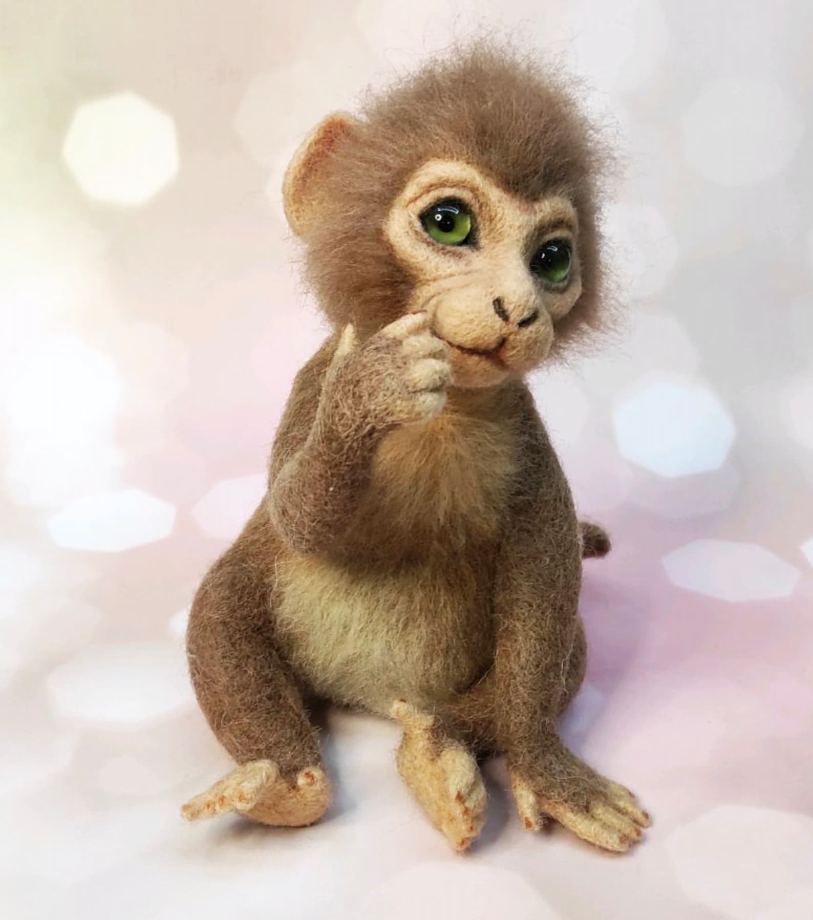 Monkey Needle Felted Baby Monkey Needle Felt Monkey Etsy