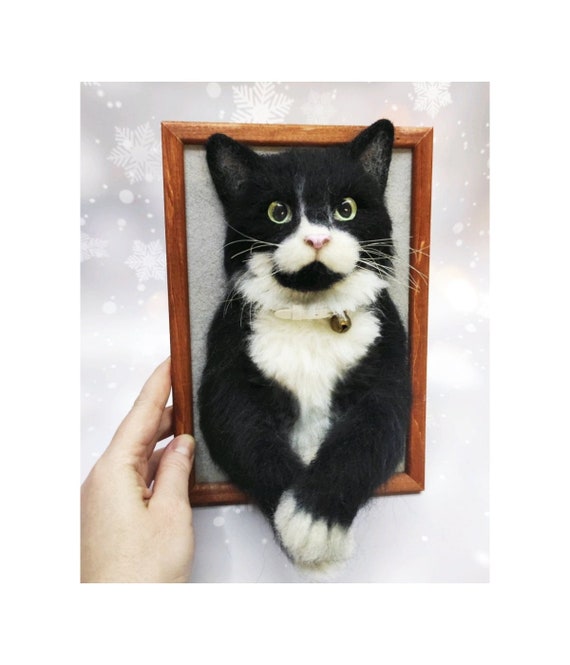 CAT PORTRAIT, CUSTOM Cat Portrait, 3D Felt Cat , Personalized Cat Portrait, Pet Memorial, Cat Loss Gift, Pet Remembrance, Wakuneco felt cat