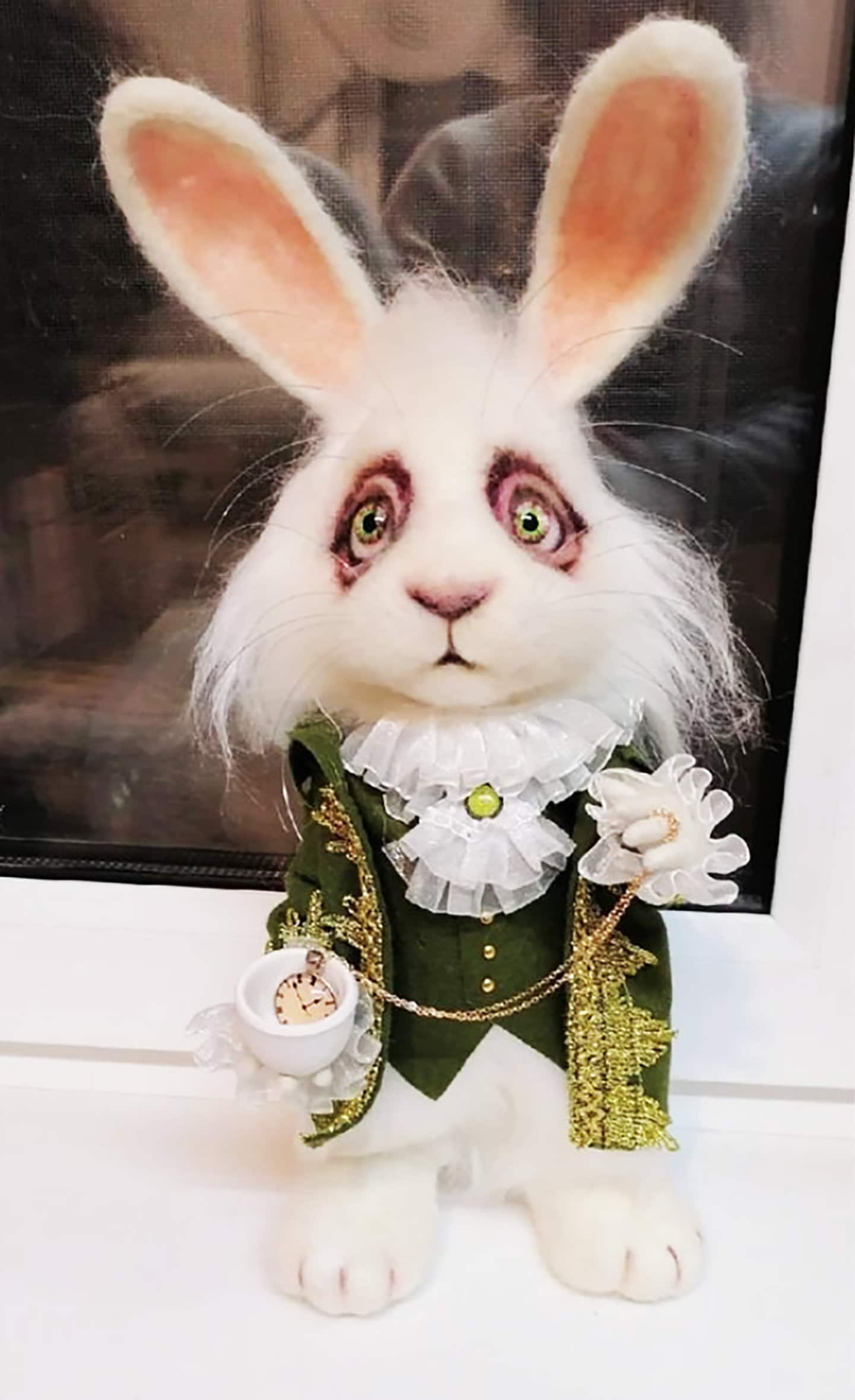 THE WHITE RABBIT From Alice in Wonderland is Needle Felted and One