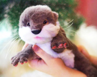 Muñeca de nutria PLUSH, peluche de nutria, peluche pesado, animales de peluche, peluches rellenos, muñeca de arte realista, juguete de felpa de nutria, nutria de felpa