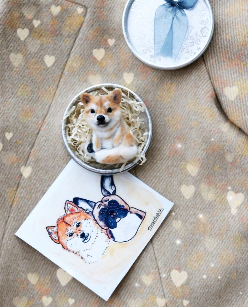 SHIBA INU Puppy BROOCH, Needle Felted Dog Brooch Pin, Felted Dog Brooch, Felt Puppy Brooch, Shiba Inu Dog, Dog Lover Gift, Dog Pin image 2