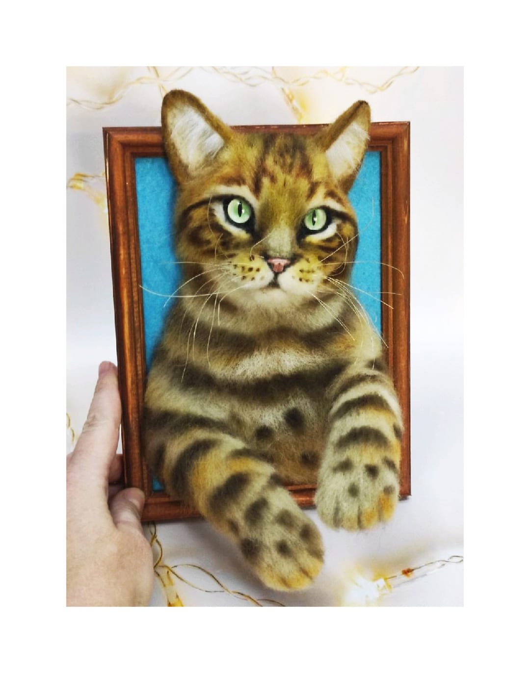 CAT PORTRAIT, CUSTOM Cat Portrait, 3D Felt Cat , Personalized Cat Portrait, Pet Memorial, Cat Loss Gift, Pet Remembrance, Wakuneco felt cat