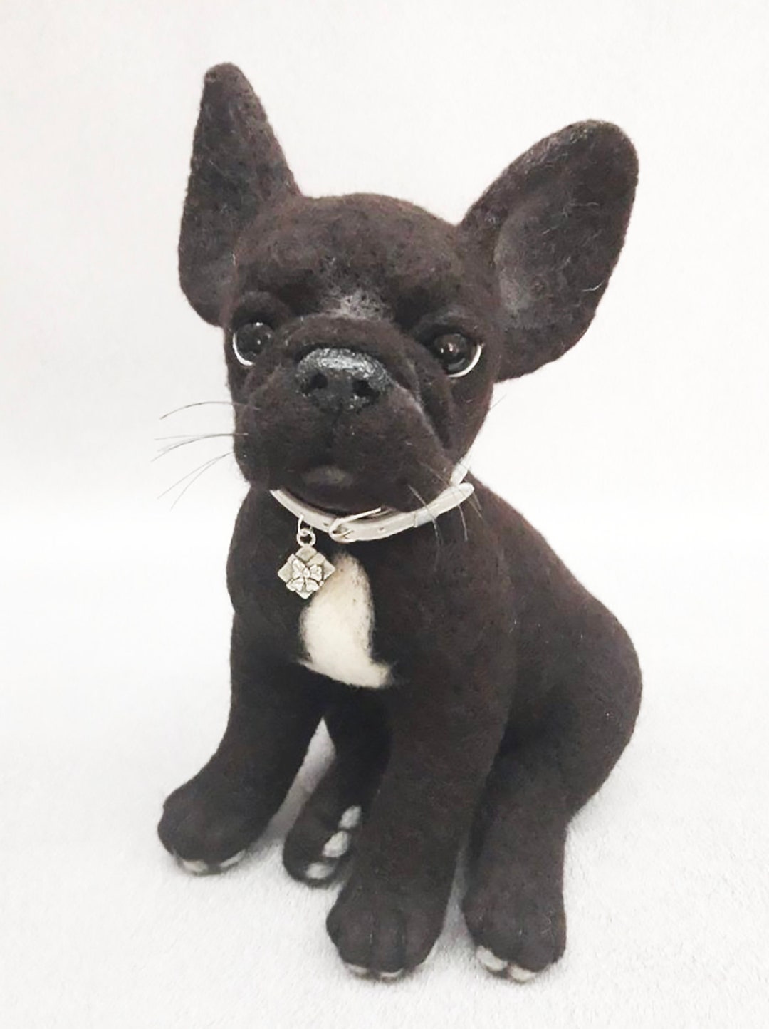 ニードルフェルトのフレンチブルドッグ、3Dフェルト犬の置物、フレンチ