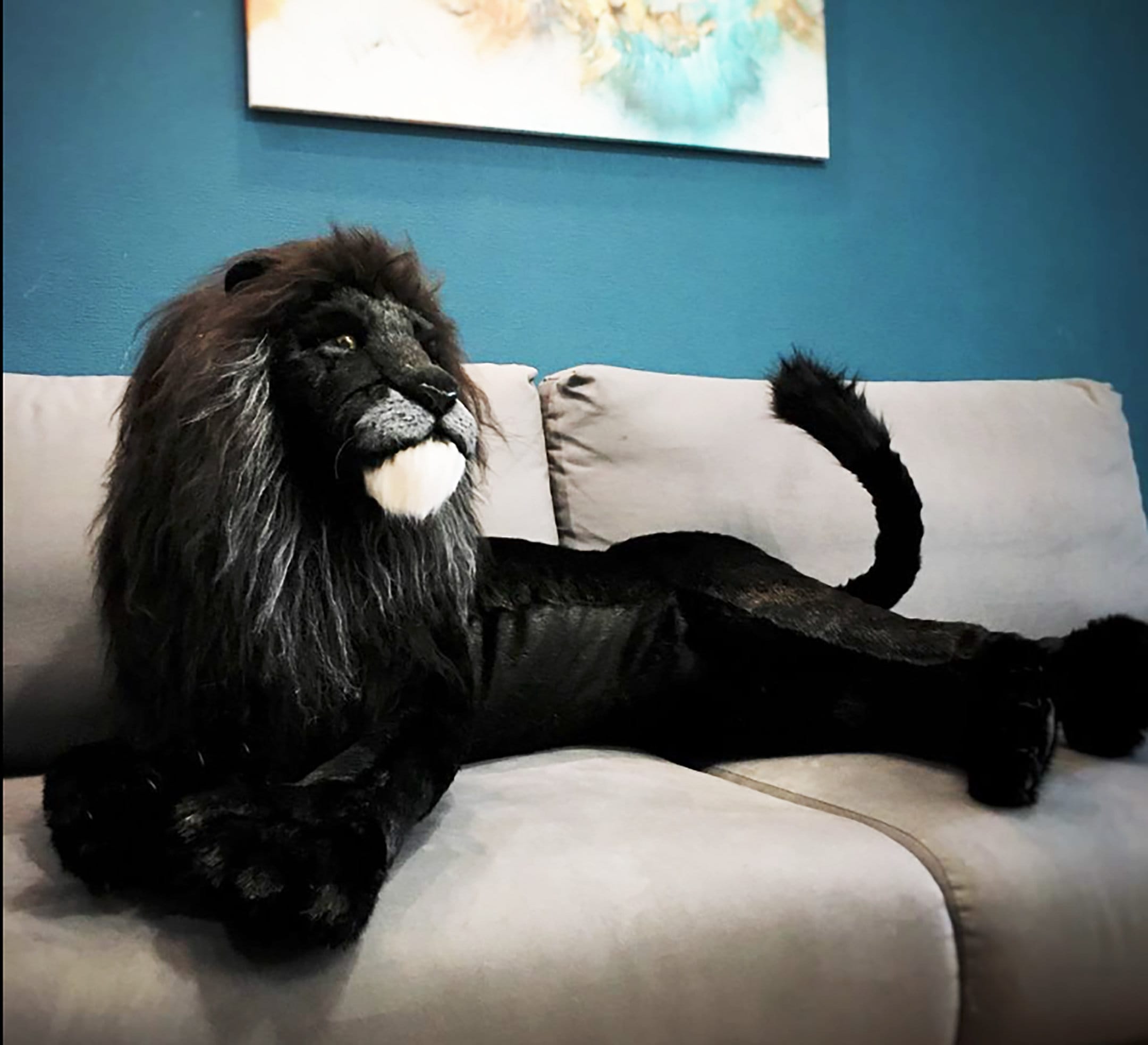 大きなブラックライオンぬいぐるみ、オーダーメイド、3Dリアルライオン