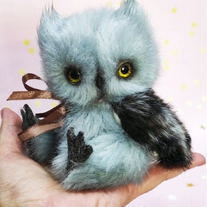 WISE BABY OWL Needle Felted, Handmade Collectible Owl, Good Luck Charm, Replica Owl, One of a Kind Graduation Gift, Needle Felted Bird