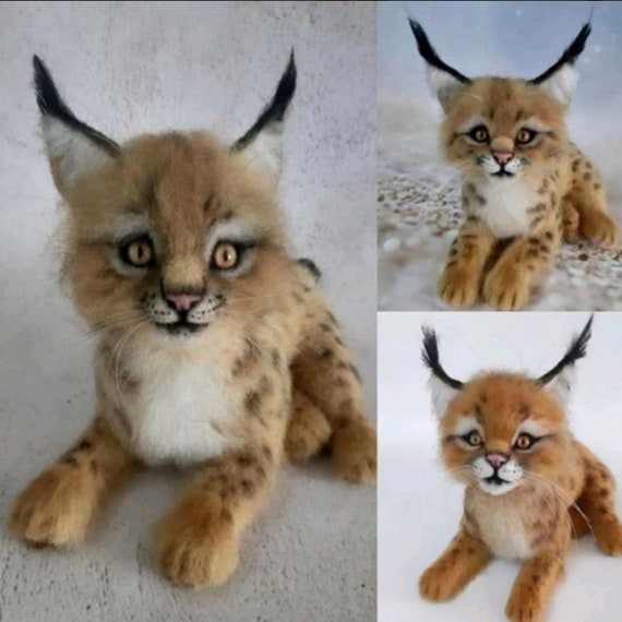 CARACAL Needle Felted Collectible Realistic Animals Handmade -  Norway