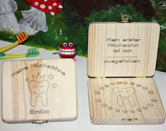 Personalized wooden milk tooth box / wooden milk tooth box / tooth box / tooth box / wooden box for teeth, tooth fairy gift, box for children's teeth