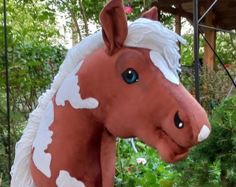 Hobby Horse: A3 Brown Plush Horse on a Stick with spot