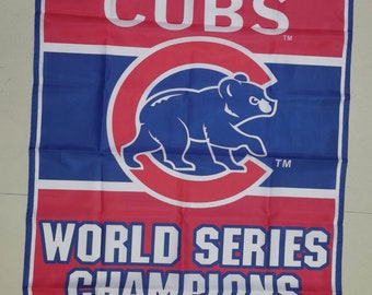 Chicago Cubs MLB World Series Championship Vertical Banner 3x5Ft Man Cave, Garage, Dorm, Outdoor Decoration