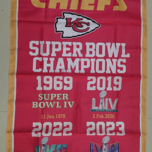 Kansas City Chief 2024 Super Bowl Championship NFL Football Flag Banner 3x5Ft Man Cave, Garage, Dorm, Outdoor Decoration Super Bowl