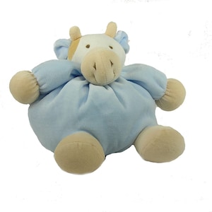 Stuffed animal which is also a rattle - soft, cuddly, and loveable - embroidered eyes, nose, and a happy smile