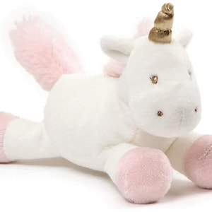 Baby GUND Luna Unicorn Stuffed plush Rattle 10” long Embroidered details Pink mane and  golden horn - ages 0+ 4060800