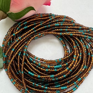 Brown and Teal African waist beads