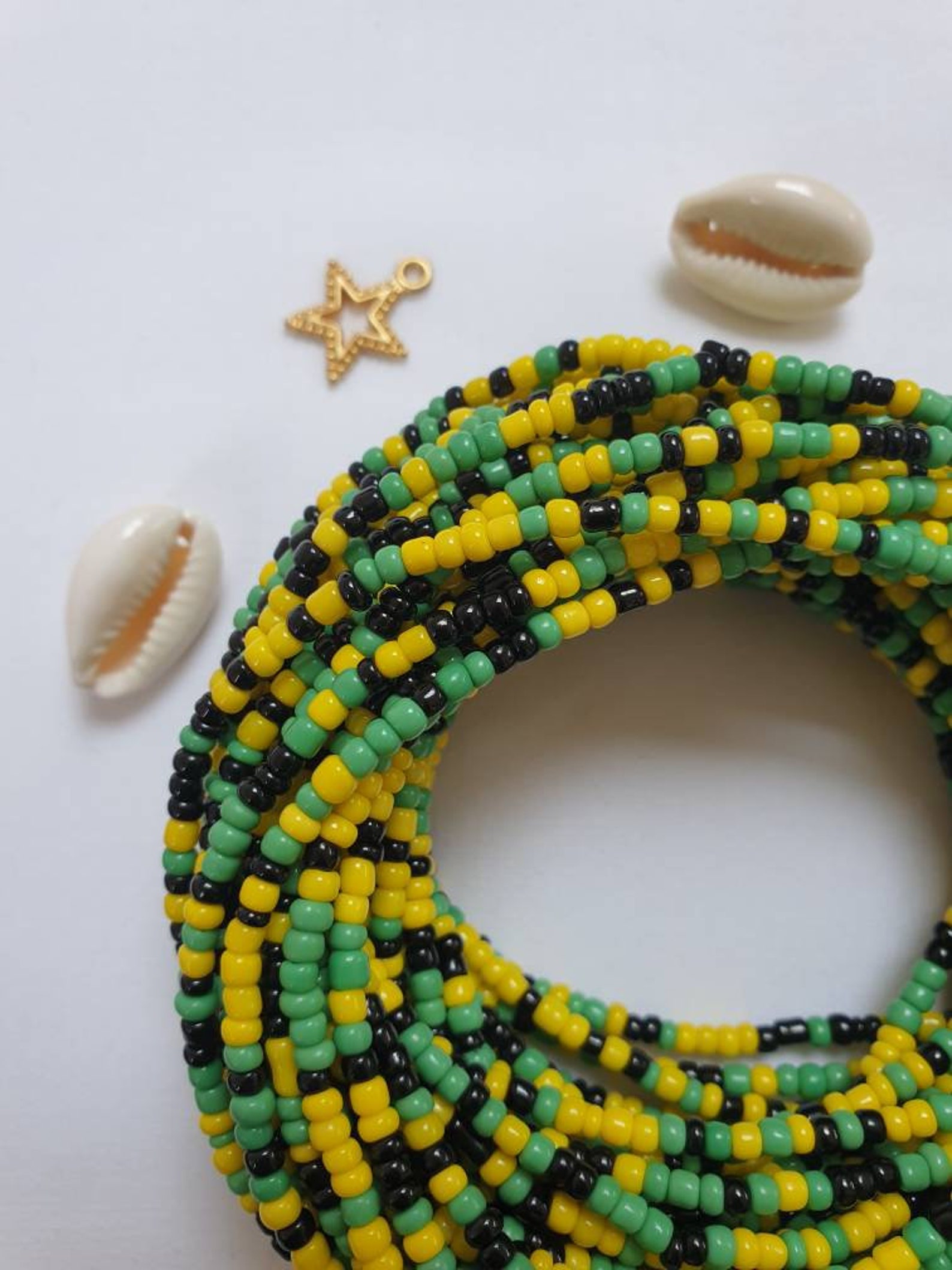 Waist Beads in the Jamaican Flag Colours Etsy