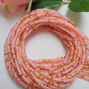 Baby Pink and Gold waist beads
