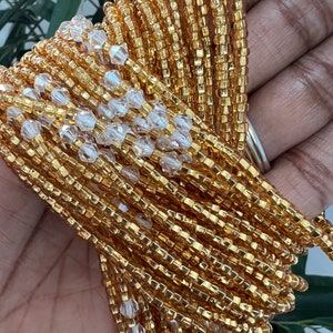 Gold and sparkly diamond look waist beads image 2