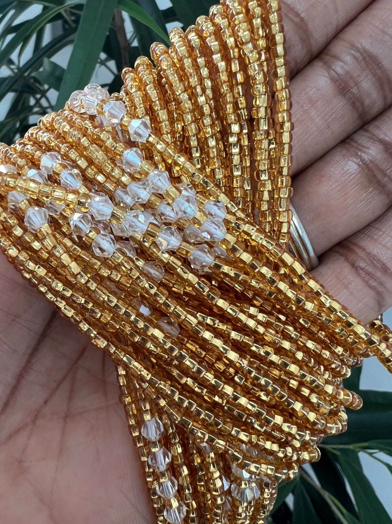 Gold and sparkly diamond look waist beads image 2
