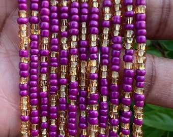 Purple and gold African waist beads