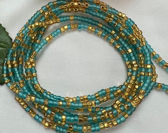 Blue & Gold waist beads