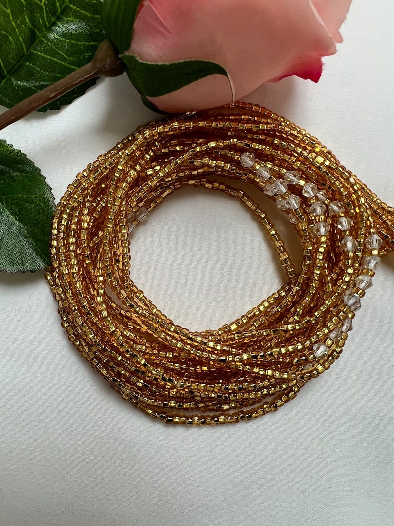 Gold and sparkly diamond look waist beads image 1