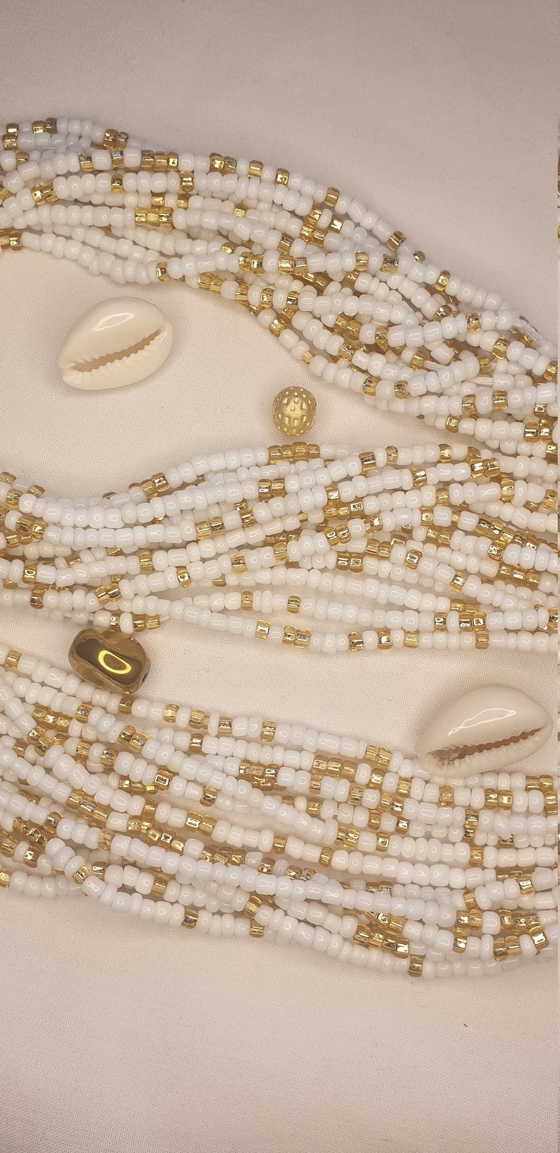 White and Clear Gold Waist Beads Etsy UK