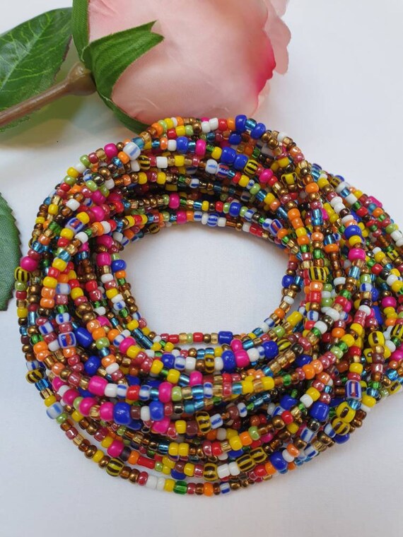 Colourful Waist Beads Fun Colourful Waist Beads Hand Strung in