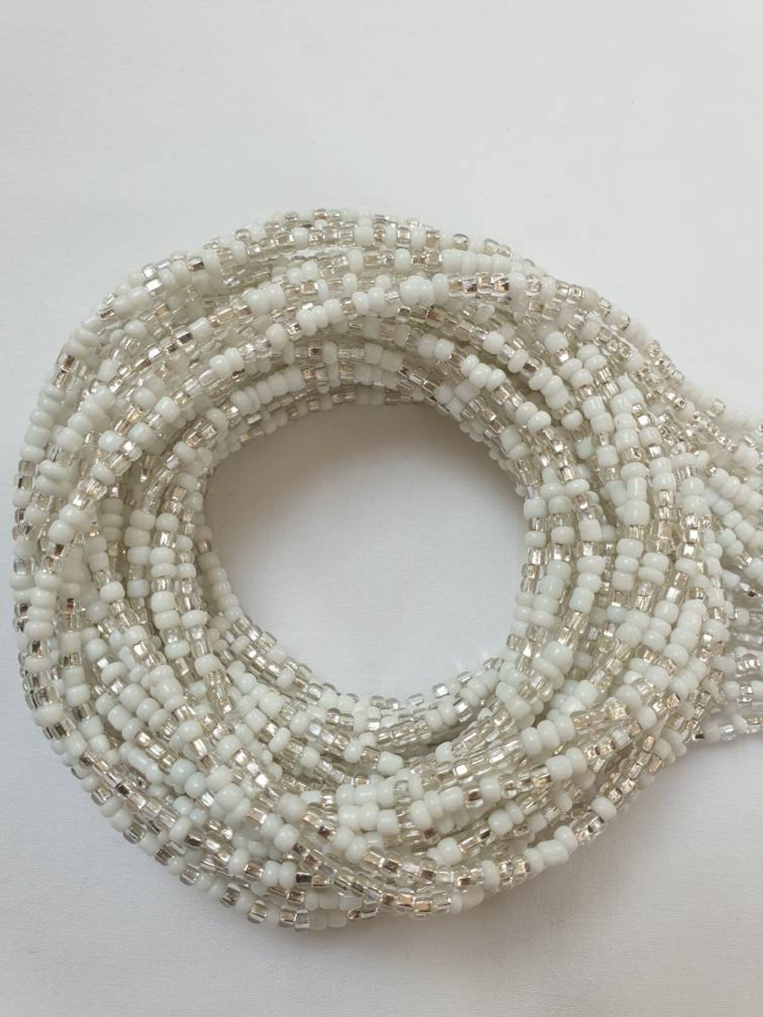 Classic White and Silver Waist Beads Handmade in Ghana Etsy