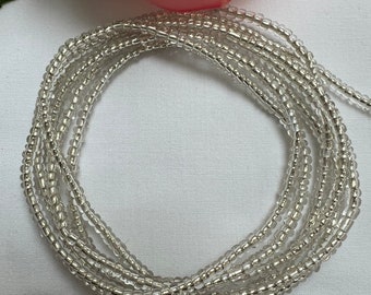 Clear/silver African waist beads
