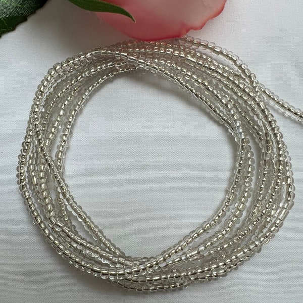 Clear/silver African waist beads