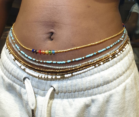 Waist Beads in Warm Tones of Brown and Gold Hand Made in Ghana Etsy