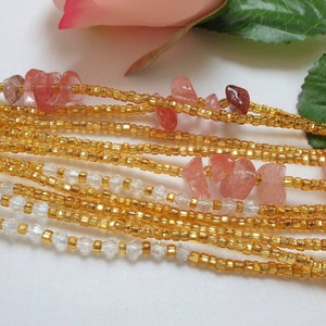 Gold and Rose Quartz Waist Beads